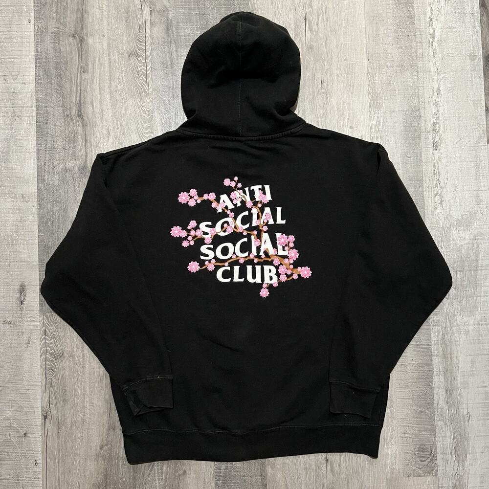 Anti Social Social Club ASSC Black Pull Over Cherry Blossom Streetwear Hoodie XL